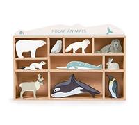 Tender Leaf Toys - Animali polari - 10 animali polari in legno massello con scaffalatura - realizzati per mani piccole, migliorano la coordinazione occhio-mano per ragazzi e ragazze - età 3+
