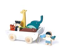 tender leaf toys Barca in legno con animali, 12 pezzi