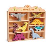 Tender Leaf Toys - Mensola in legno con dinosauro con tirannosauro Rex, Velociraptor, Parasaurolophus, Triceratopi, Pterodattile, Stegosauro, Anchilosauro e Brontosaurus Toy