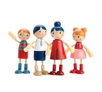 Tender Leaf Toys Mobili per Bambole: Famiglia di STARDOLLS 5x3,5x10,5, 4 pezzi, con Braccio e Gambe flessibili, in legno, in scatola 16x4,7x26,7cm, 3+