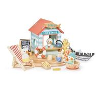 Tender Leaf Toys Sandy's Beach Hut - Giocattolo di legno della famiglia di gabbiani con pesci e patatine fritte e accessori - Gioco di gioco fantasioso - Sviluppare narrazione creativa - Abilità