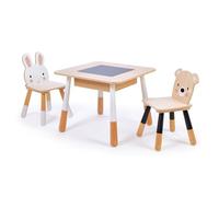 Tenderleaf Toys - Tavolo da gioco in legno con sedia a coniglio e sedia a orso