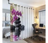 TendeZen, orchidea, pietraCon Occhielli Per Tenda Finestra Balcone Casa70L x 145A cm (2 Pannelli) Soggiorno per Salotto Interni Moderna Cucina Cameretta BimboViola Nero Grigio Verde