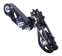 Tendicatena a velocità singola, in lega di alluminio con ruote a molla a doppia guida, ciclismo senza rumore, installazione facile, compatibile con catene a velocità singola, nero