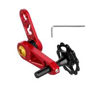 Tendicatena per bici a velocità singola con convertitore ovale per corona, sistema a molla regolabile per mantenere la stabilità della catena su terreni accidentati (rosso)