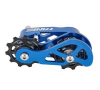 Tendicatena per bicicletta a velocità singola con puleggia regolabile per catene da 8 a 12 scomparti, in lega di alluminio, guida anti-scarico, colore nero (blue)