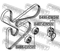 Tendicinghia multirighe 0490-CW5W FEBEST per JEEP MITSUBISHI CHRYSLER DODGE