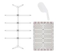 Tendilenzuolo, Clip Lenzuola, Ferma Lenzuola, 120-250 cm, Bianco, Regolabili, Elastici, Tendilenzuolo con Sollevatore per Materasso, Tendilenzuolo per Lenzuolo, Materasso o Divano