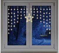 Tendina con stelle a LED, 140 x 95 cm, 90 LED, luce bianca calda, decorazione per finestre
