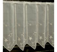 Tendina dopo Mass Acciaio ricamato con stelle - larghezza della tenda grazie al numero di pezzi in 32 cm Passi a scelta - di Natale, Stella Bistro con pizzo finestra immagine Natale stelle typ302, Poliestere, champagne, HxB 30x32 cm