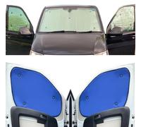 Tendine Parasole Auto Compatibile con Renault Trafic (2014- Date)(Set Completo Lwb + Portellone Posteriore) Dorso Blu,Reversibile e Termico