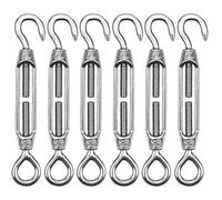 Tenditore Acciaio Inox 304, 6 Pezzi M4 Tenditore a Fune, Tenditore Filo Regolabile Tenditori Gancio e Occhiello, Cavi in Acciaio Tenditori per Funi, Antenna, Installazione di Amache
