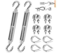 Tenditore Acciaio Inox M6 Tenditore Filo Regolabile Tenditori Cavi Tiranti Per Filo Acciaio Con Morsetti Cavo Acciaio e Redancia Per Tende Da Sole Corda Da Arrampicata 10Pcs (CC, M6-10PCS)
