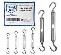 Tenditore Acciaio Inox V4A Gancio-Gancio DIN 1480 M12 - 2 Pezzi - per Cavi, Recinzioni, Stendibiancheria e Nautica