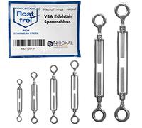 Tenditore Acciaio Inox V4A Occhiello-Occhiello DIN 1480 M8 - 2 Pezzi - per Cavi, Recinzioni, Stendibiancheria e Nautica