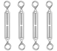 Tenditore in Acciaio Inossidabile 304, M8 Tirante Filo Stendibiancheria, Regolabile Tenditori con Occhiello e Occhiello, Tendicavo per Cavo Acciaio, Tenditori per Funi (4 Pezzi)