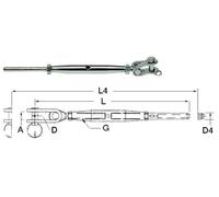 TENDITORE INOX 12 MM FORCELLA SNODATA TERMINALE A PRESSARE ACCESORI NAUTICA