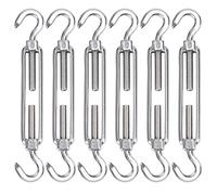 Tenditore Occhiello Acciaio Inox M5, 6 Pezzi Tenditore Fune Tension Tirante Gancio & Gancio Regolabile Tendicintura Filo, Hook & Hook per Tende da Sole, Corda da Arrampicata, Filo di Acciaio