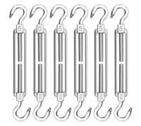 Tenditore Occhiello Acciaio Inox M5, 6 Pezzi Tenditore Fune Tension Tirante Gancio & Gancio Regolabile Tendicintura Filo, Hook & Hook per Tende da Sole, Corda da Arrampicata, Filo di Acciaio