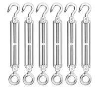 Tenditore Occhiello Acciaio Inox M5, 6 Pezzi Tenditore Fune Tension Tirante Gancio & Occhiello Regolabile Tendicintura Filo, Hook & Eye per Tende da Sole, Corda da Arrampicata, Filo di Acciaio