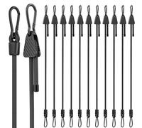 Tenditore per bagagli con gancio regolabile, elastico da 122 cm con moschettoni, tenditore per bagagli nero set da 12 pezzi, elastici di gomma 100% lattice per tende da sole, tarpaulin, giardino