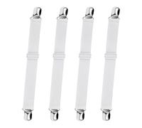 Tenditori per Lenzuola Regolabili, 4 Pezzi, Elastici per Lenzuola, con Clip in Metallo per Lenzuola, Estende Fino a 250cm, Dire Addio alle Lenzuola disordinate, Materasso, Divano, Bianco