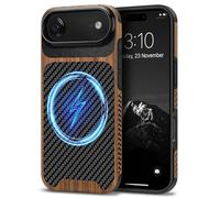 TENDLIN Cover Magnetica per iPhone Air Compatibile con MagSafe Custodia in Legno con Carbonio e Pelle Compatibile con iPhone Air (Nero)