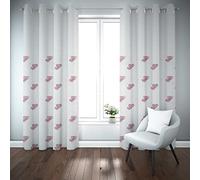 tendone art alina 135x280cm in poliestere con coppia di cuori ricamati colorati semi trasparente con 6 occhielli in ferro per arredamenti interni per salotto cameretta cucina dis cuoricino rosa