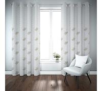 tendone art alina 135x280cm in poliestere con coppia di cuori ricamati colorati semi trasparente con 6 occhielli in ferro per arredamenti interni per salotto cameretta cucina dis cuoricino panna
