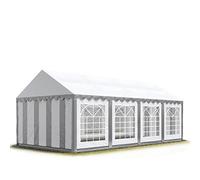 Tendone per feste 4x8 m PVC grigio-bianco 100% impermeabile Gazebo da giardino Tendone da esterno Tenda party