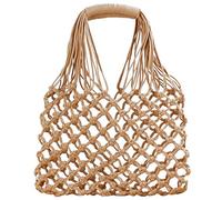 TENDYCOCO Borsa a Mano in Cotone Intrecciata Borsa da Pesca a Rete Vuota da Spiaggia Boho Bohémien Estiva a Rete Borse per La Spesa Cachi
