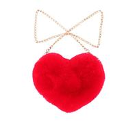 TENDYCOCO Borsa a Tracolla in Ecopelliccia, Borsa a Spalla Fluffy con Cinturino a Catena, Design a Forma di Cuore, Rosso, 25 * 20CM, Donna, Ragazza, Clutch, Feste e Occasioni Speciali