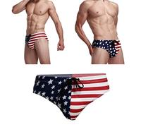 TENDYCOCO Pantaloncini Intimo Slip in Cotone Biancheria Intima con Bandiera Americana Slip da Spiaggia Uomo Spiaggia per Uomo Costume Bagno Mutande Setoso Uomini Pugile