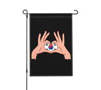 Tenendo l'amore nelle tue mani Bandiera della Corea del Sud Bandiere da giardino 12x18 pollici Bandiera da giardino bifacciale Bandiere decorative per prato domestico, patio, Vacanze, Stagionali, per