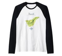 Tenerife Mappa - Isole Canarie Spagna Maglia con Maniche Raglan