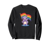 Tenero Cucciolo Di Rinoceronte Bandiera Arcobaleno Felpa