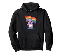 Tenero Cucciolo Di Rinoceronte Bandiera Arcobaleno Felpa con Cappuccio