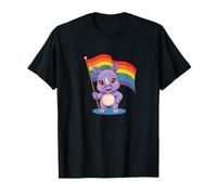 Tenero Cucciolo Di Rinoceronte Bandiera Arcobaleno Maglietta