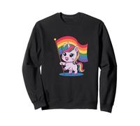 Tenero Unicorno Bambino Bandiera Arcobaleno Tolleranza Lgbtq Felpa