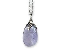 TENET - Ciondolo pendente con pietra dura vera minerale e catenina in acciaio inossidabile (IOLITE)