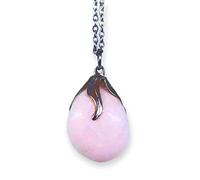 TENET - Ciondolo pendente con pietra dura vera minerale e catenina in acciaio insossidabile (MANGANOCALCITE)