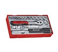 Teng Standard Metrico Presa Set 19 Pezzi 1cmD Cromo 6Pt Contenitore Vassoio