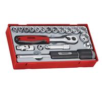 Teng Standard Metrico Presa Set 19 Pezzi 1cmD Cromo 6Pt Contenitore Vassoio