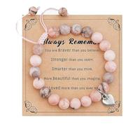 TENGEE Set di bracciali in pietra naturale, rosa, con cuore, regalo di compleanno per ragazze e bambini, per figlia, migliori amici, 5*4*1, Bracciale, No