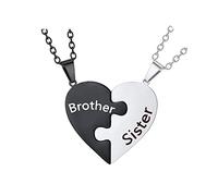 tenghong2021 2 collane coordinate a forma di cuore per padre, figlia, fratello, sorella, madre, figlio, laurea, festa della mamma, regalo di compleanno, Metallo, Nessuna pietra preziosa