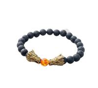 tenghong2021 Braccialetti con perline di topazio turchese bianco drago da donna braccialetto elastico regolabile fatto a mano con testa di drago braccialetto elastico Feng Shui Lucky Amuleto