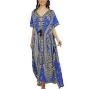Tengru Kaftano da donna a tunica, kimono, maxi, Dashiki, africano, caftano taglie forti, per tutte le occasioni, Tg-agl-blu, taglia unica