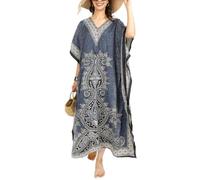 Tengru Kaftano da donna, copricostume estivo da spiaggia, stile kimono per ogni occasione, taglia unica, lunghezza alla caviglia, Tg-tslk-grigio, taglia unica