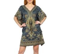 Tengru Vestito da kaftan maxi costume da bagno da donna per abbigliamento da notte stile kimono per ogni occasione da spiaggia taglia libera, Grigio-corto, L