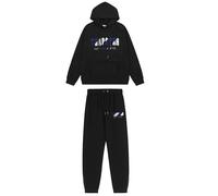 TENGSHID Tuta uomo e tuta donna da ricamo, tuta casual a due pezzi per la stagione autunnale e invernale, adatta a tutti i giorni, al lavoro e allo sport. (black-A,M)